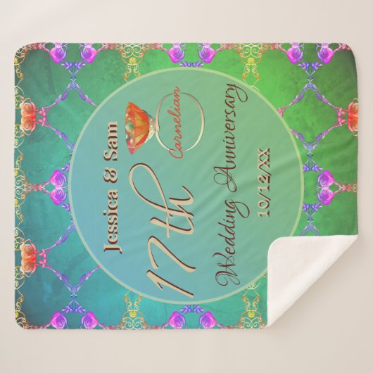 17e bruiloft Jubileum Carnelian Sherpa Deken (Voorkant (horizontaal))