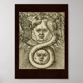 17e C. Alchemy Illustration: Sun, Moon & Dragon Poster