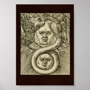 17e C. Alchemy Illustration: Sun, Moon & Dragon Poster