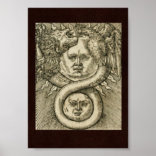 17e C. Alchemy Illustration: Sun, Moon & Dragon Poster (Voorkant)