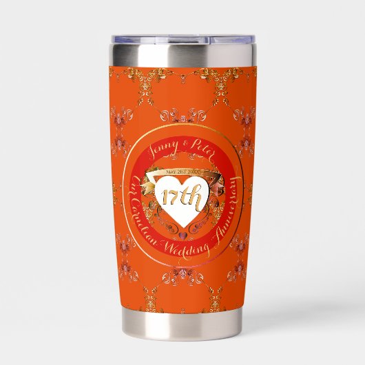 17e Carneool bruiloft Jubileum Geïsoleerde Drinkbeker (Voorkant)