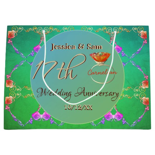 17e Carneool Bruiloft Jubileum Gift Bag Groot Cadeauzakje (Voorkant)