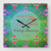 17e Carneool bruiloft Jubileum Vierkante Klok (Voorkant)