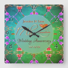 17e Carneool bruiloft Jubileum Vierkante Klok