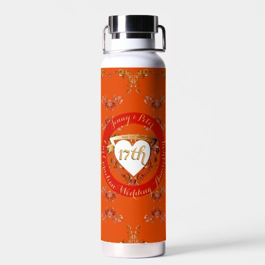 17e Carneool bruiloft Jubileum Waterfles (Achterkant)