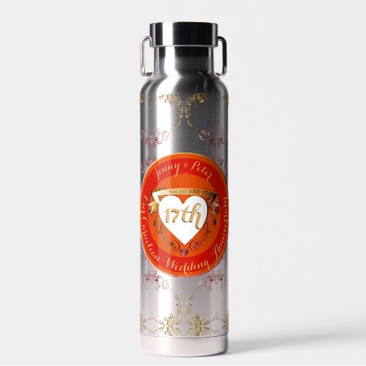 17e Carneool bruiloft Jubileum Waterfles (Voorkant)