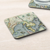 17e Century Antiek Asian Map, Mercator / Hondius Bier Onderzetter (Linkerzijde)