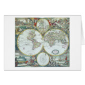 17e eeuw Antiek Wereldkaart, Frederick De Wit (Voorkant Horizontaal)