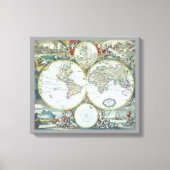 17e eeuw Antiek Wereldkaart, Frederick De Wit Canvas Afdruk (Voorkant)