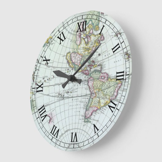 17e eeuw Antiek Wereldkaart, Frederick De Wit Grote Klok (Hoek)