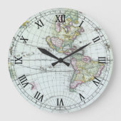 17e eeuw Antiek Wereldkaart, Frederick De Wit Grote Klok (Voorkant)