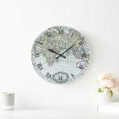 17e eeuw Antiek Wereldkaart, Frederick De Wit Grote Klok (Huis)