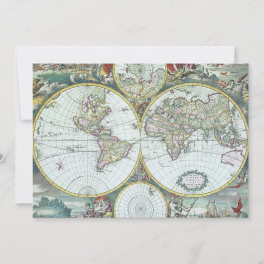 17e eeuw Antiek Wereldkaart, Frederick De Wit Kaart (Voorkant)