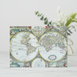 17e eeuw Antiek Wereldkaart, Frederick De Wit Kaart