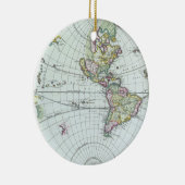 17e eeuw Antiek Wereldkaart, Frederick De Wit Keramisch Ornament (Rechts)