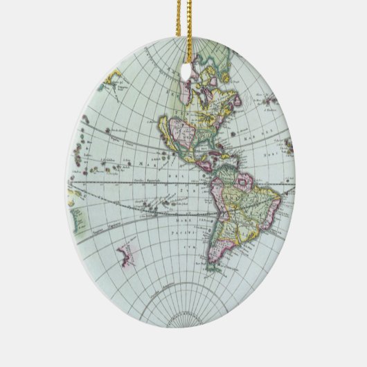 17e eeuw Antiek Wereldkaart, Frederick De Wit Keramisch Ornament (Rechts)