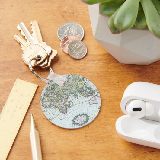 17e eeuw Antiek Wereldkaart, Frederick De Wit Sleutelhanger (Bureau)