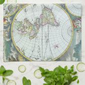 17e eeuw Antiek Wereldkaart, Frederick De Wit Theedoek (Gevouwen)