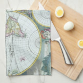 17e eeuw Antiek Wereldkaart, Frederick De Wit Theedoek (Quarter Fold)