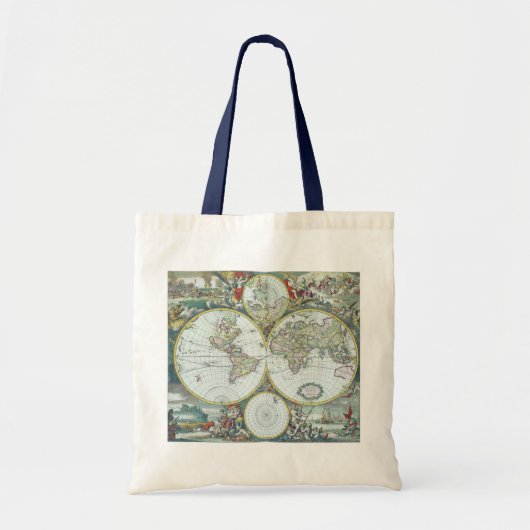 17e eeuw Antiek Wereldkaart, Frederick De Wit Tote Bag (Voorkant)