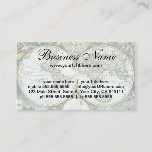 17e eeuw Antiek Wereldkaart, Frederick De Wit Visitekaartje (Voorkant)