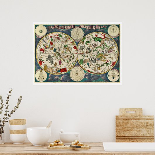 17e eeuw Celestial Map Poster (Keuken)