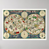 17e eeuw Celestial Map Poster (Voorkant)