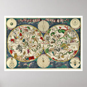 17e eeuw Celestial Map Poster