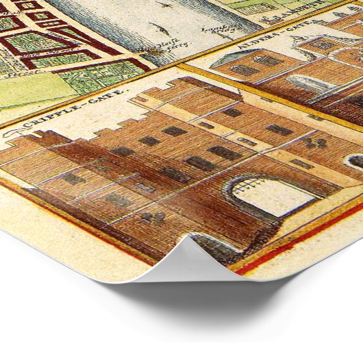 17e eeuw Kaart van Londen Engeland door W. Hollar Poster (Hoek)