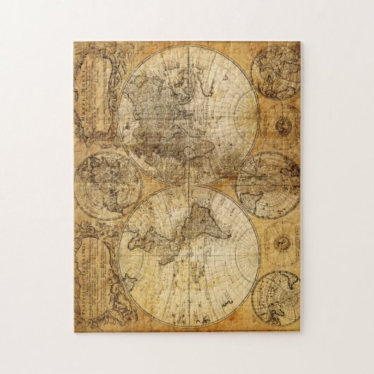 17e eeuw oude puzzel van de World Continent Map Legpuzzel (Verticaal)