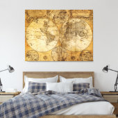 17e eeuw oude wereld continent Kaart canvas print (Insitu (Slaapkamer))