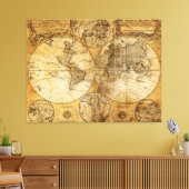 17e eeuw oude wereld continent Kaart canvas print (Insitu (Woonkamer))