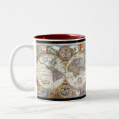 17e eeuw Wereldkaart met dubbele halfrond Tweekleurige Koffiemok (Links)