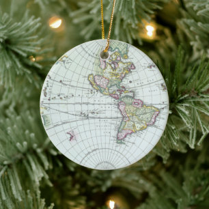 17e-eeuwse antieke wereldkaart, Frederick De Wit Keramisch Ornament