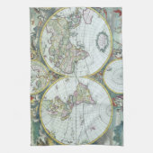 17e-eeuwse antieke wereldkaart, Frederick De Wit Theedoek (Verticaal)