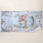 17e-eeuwse kunst, vogels, mensen en landschap strandlaken (Voorkant)