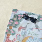 17e-eeuwse kunst, vogels, mensen en landschap strandlaken (In situ)