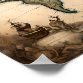  17e-eeuwse Wereldkaart, historische kunst Poster (Hoek)