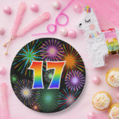 17e evenement - Fun, kleurrijk, vet, regenboog 17 Papieren Bordje (Feest)