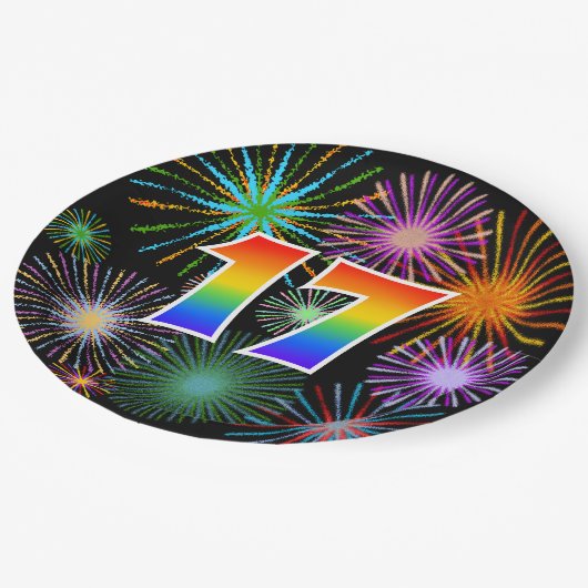 17e evenement - Fun, kleurrijk, vet, regenboog 17 Papieren Bordje (Gekanteld)