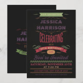 17e  geboortedag, karton Typografie Kaart (Voorkant / Achterkant)