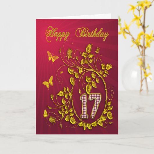 17e gouden vlinders kaart (Gele Bloem)