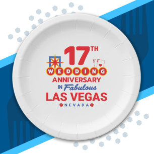 17e huwelijksverjaardag koppels Las Vegas reis Papieren Bordje