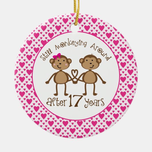 17e Jubileum aap liefdesorganisatie Keramisch Ornament (Voorkant)