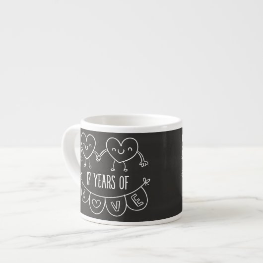 17e Jubileum Gift Chalk Hearts Espresso Kop (Links)