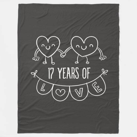17e Jubileum Gift Chalk Hearts Fleece Deken (Voorkant)