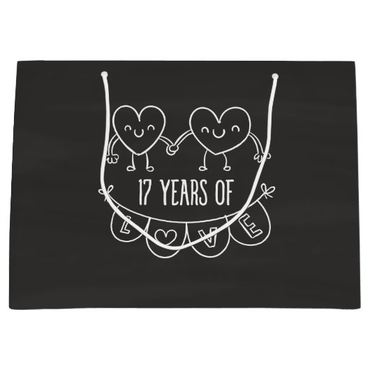 17e Jubileum Gift Chalk Hearts Groot Cadeauzakje (Voorkant)