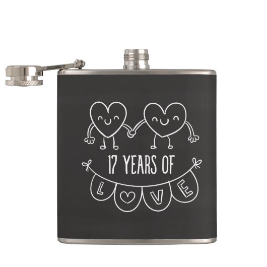 17e Jubileum Gift Chalk Hearts Heupfles (Geopend)