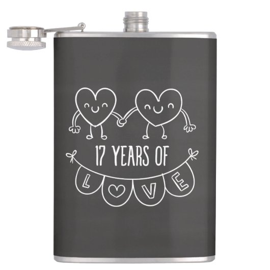 17e Jubileum Gift Chalk Hearts Heupfles (Geopend)