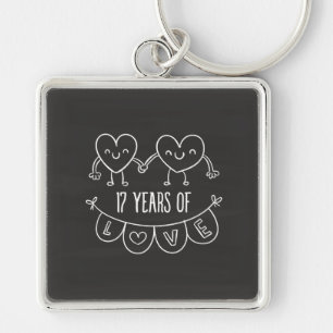 17e Jubileum Gift Chalk Hearts Sleutelhanger